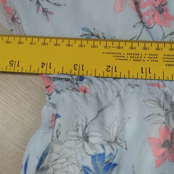 Blue floral v-neck sleeves boho cottagecore midi dress small flowy loose casual - Picture 9 of 10